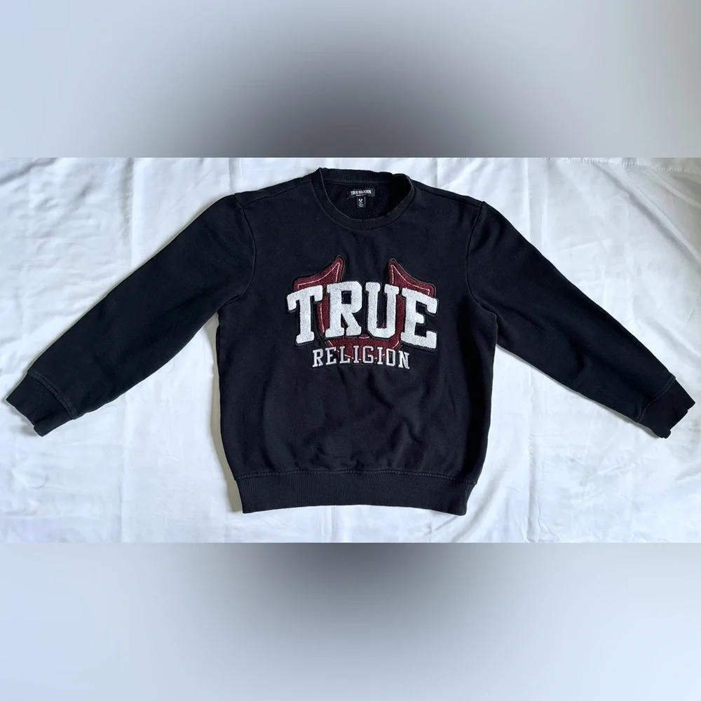 True Religion Chenille True Logo Crewneck - Black - S
